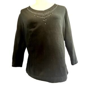 Laura Ashley Size Medium Women's top Black with bling 3/4 sleeve